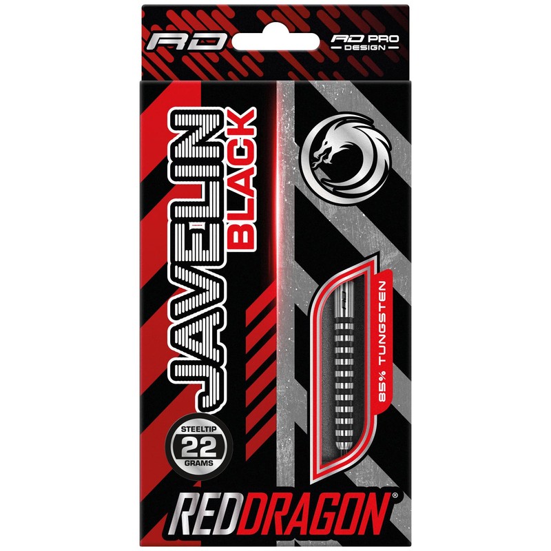RED DRAGON Javelin Black 22g Tungsten Darts Set with Flights