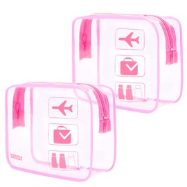 Clear Travel Toiletry Bags with Zippers Portable Waterproof Travel Accessories Quart Size Toiletries Cosmetic Pouch Makeup Bags for Men and Women (2 pcs Pink)