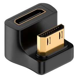 Universal U Shape Mini HDMI to HDMI Adapter Up Angle 8K Mini HDMI Male to 180 Degree Black