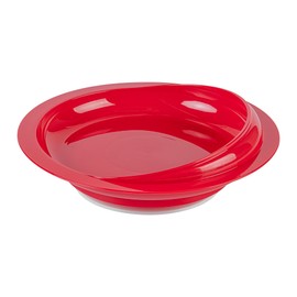 Restaurantware Scoop Plates 1 Pack of 9 Inch Plastic Suction Base Red Adaptive Plates with High to Low Rim Hot & Cold Friendly Scoop Dishes for Elderly with Dementia, Parkinsons and Disabled