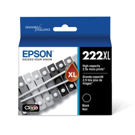 Epson 222 Claria Ink High Capacity Black Cartridge (T222XL120-S) Works with Workforce WF-2960, Expression XP-5200