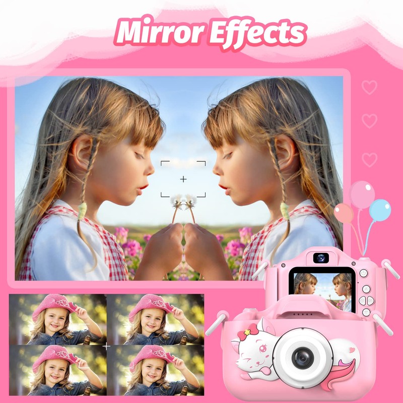 Goopow Kids Digital Camera, Pink Purple, 32GB MicroSD Card Included,
