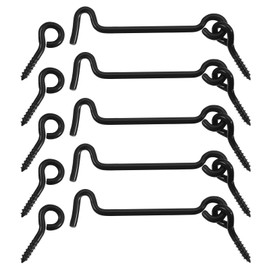 sourcing map 5Pcs Eye Latch Gate Door Swivel Hook,3" Cabin Hook and Eye Latch Lock with Mounting Screws for Wood Window Door, Black