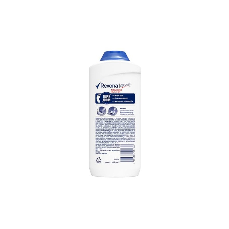 Desodorante para Pies en Polvo Antibacterial Rexona Efficient 200 gr