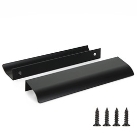 APACALI 12 PCS Black Cabinet Pulls Handles 6 Inch Finger Edge Drawer Pulls Aluminum Back Mount Cabinet Handles Modern Style Drawer Handles for Kitchen Room Door 150mm