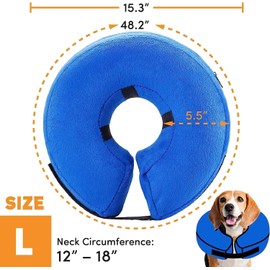 Soft Dog Cone Collar for Large, Medium, Small Dogs and Cats - Inflatable Neck Donut for Post-Surgery Recovery - E-Collar Alternative (L)