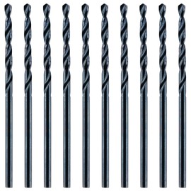 Box Of 10 x 1mm HSS Jobber Drill Bits - Black Roll Forged HSS-R for Carbon + Alloy Steel, Plastics & Wood. DIN338 (1mm x 34mm)
