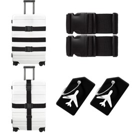 2 Pack Luggage Straps for Suitcases, Adjustable Suitcase Strap, Suitcases TSA Approved for 2 Name ID Cards for Traveling