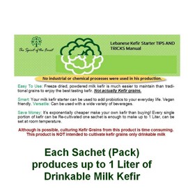 Dried Milk Kefir – Powdered Milk Kefir Starter Culture – Rich in Live Active Probiotics - Perfect for Probiotic Drinks - Non GMO and Gluten Free –Leche de Bulgaros – Each Individual Sachet Makes 1 liter of Rich Probiotic Kefir Milk. (12 Pack)
