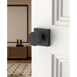 Asidrama 1 Pack Black Privacy Door Knobs with Lock, Door Handles with Matte Black Door Knobs Interior for Bedroom or Bathroom, Heavy Duty Door Lever for Left Right Sided Doors