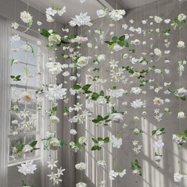 12 Pcs 70.8 Ft Hanging Floral Garland Silk,Boho,White