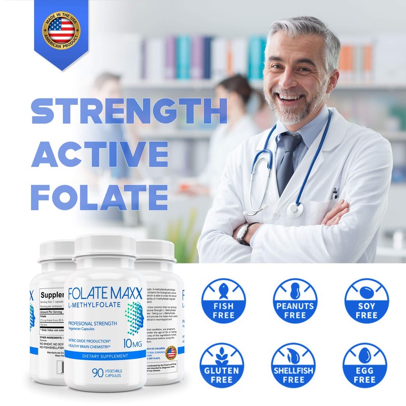 FolateMaxx L-Methylfolate 10 mg 90 Capsules Active Folate Non-GMO Methyl