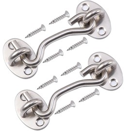 Rainspire (2 Pack) Privacy Hook and Eye Latch for Barn Door, Stainless Steel Gate Latch Barn Door Lock Cabin Hooks for Gate Shutters Window Slide Barn Shed Cabinet Bathroom (Silver, 4 Inch)