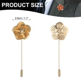 PATIKIL Lapel Pin for Men, Men Formal Metal Lapel Pin Floral Lapel Stick Brooch Rose Flower Pin for Wedding Banquet Event Suit, Gold