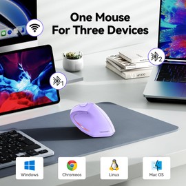 TECKNET Ergonomic Mouse, Wireless Bluetooth Vertical Mouse, 4800 DPI Silent Mouse with 6 Adjustable DPI Levels, 2.4GHz Optical Mouses, 6 Buttons Wireless Mouse for Laptop, Desktop, PC, MacBook