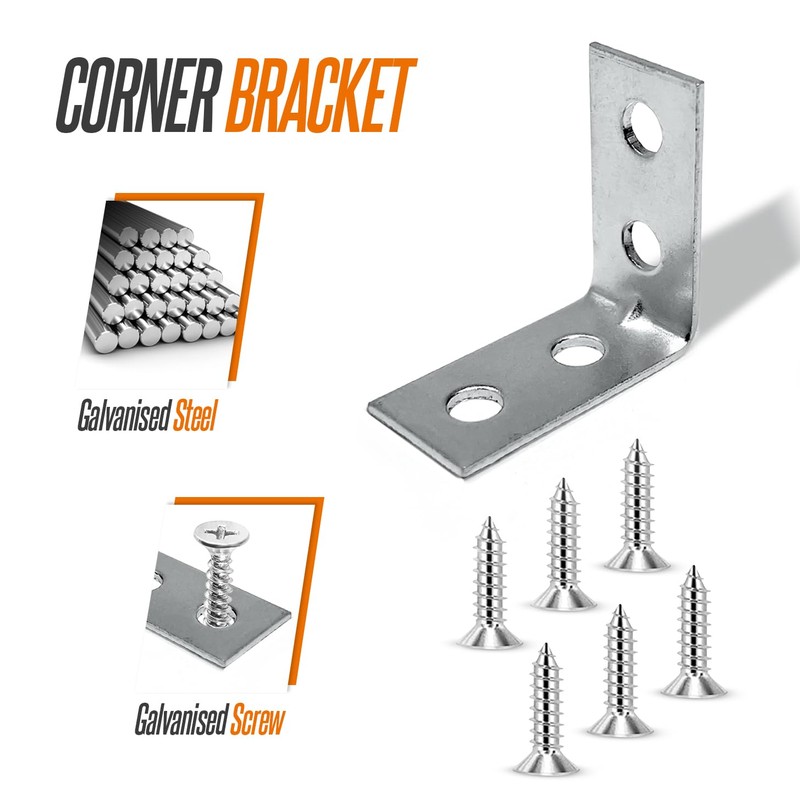 Angle Brackets Corner Bracket for Wood 16 Pcs | 25mm