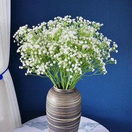 Sufeasdf 50 PCS Artificial Flowers,Babys Breath Artificial Flowers,Fake White Babys Breath Flowers Artificial Bulk,50 Pcs Real Touch Flowers for Wedding Party Home Garden Decoration (50 PCS)