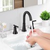 Onader Matte Black Bathroom Sink Faucet 3 Hole 2 Handle