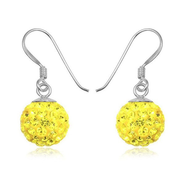 10MM Disco Ball Sterling Silver Dangly Drop Hook Earrings -