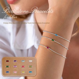 JSJOY March Birthstone Bracelets for Women Dainty Blue Crystal Aquamarine Bracelet for Her Friendship Gifts for Sister 40th Birthday Gifts for Women Mom Wife