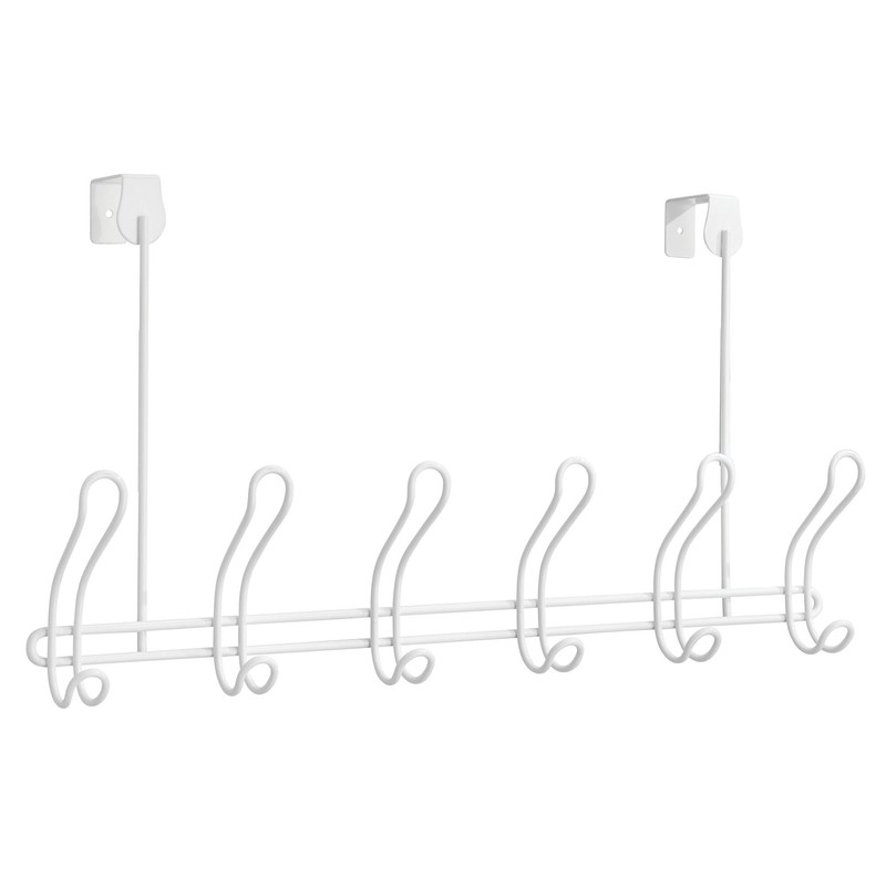 iDesign Over-The-Door 6-Hook Rack –Classico Collection – White