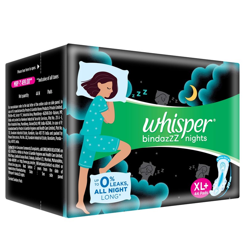 Whisper Ultra Night Sanitary Pads for Women, XL+ 30 Napkins