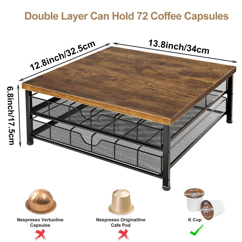Coffee Pod Holder for K Cup Holder Drawer, 2 Tier