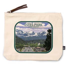 Lantern Press Estes Park, Colorado, Town Scene, 100% Cotton Zipper Pouch, Travel Accessory, Go Bag