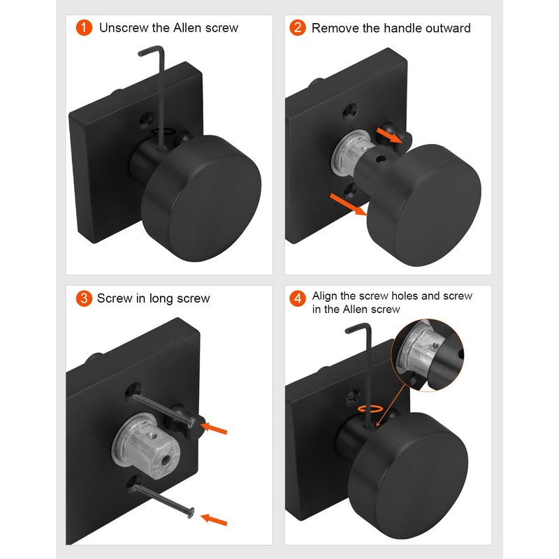 Haidms Matte Black Door Knobs Interior Privacy, Heavy Duty Square