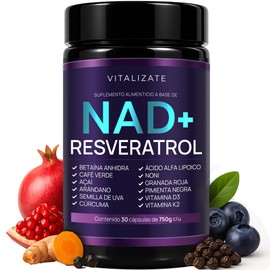 NAD+ Resveratrol Original - Suplemento Con 14+ Ingredientes | Complejo Incluye Resveratrol, Betaina, Acido Alfa Lipoico, Vitamina D3 + K2 y MÁS |