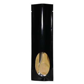 QQ-Studio Set of 100 Premium Stick Flat Open Top Pouch Bags w/ Clear Window 6x20cm (2.3x7.8") (Black)