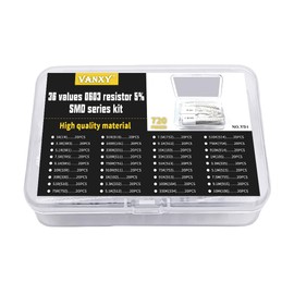36Values 0603 SMD Resistor Kit 1R-10M Ω ohm 1/10W 0.1W ±5% Tolerance Thick Film 1-10MR SMT Chip Resistors