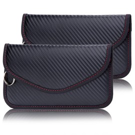 2 Pack Faraday Bag for Key Fob, Car Key Pouchches Leather Keyless Entry Case Car Key Safe Protector RFID Anti-Theft Signal Blocking Cages Key Blocker Bags