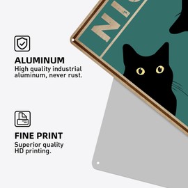 Rousen Bathroom Decor Wall Art Funny Tin Signs Black Cat Decor 8×12 Inch