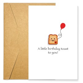 Funny Birthday Card for Teen Girls Boys, A Little Toast On Your Birthday Pun, 13th 14th 15th 16th 17th 18th Bday Cards for BFFs Friends, Trending Gifts for Teen Girls, Hilarious Bday Gifts for Her
