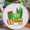 BENECREAT 4Sheets 48Pcs Potted Plants Water Soluble Embroidery, 11.7x8.3inch Cactus