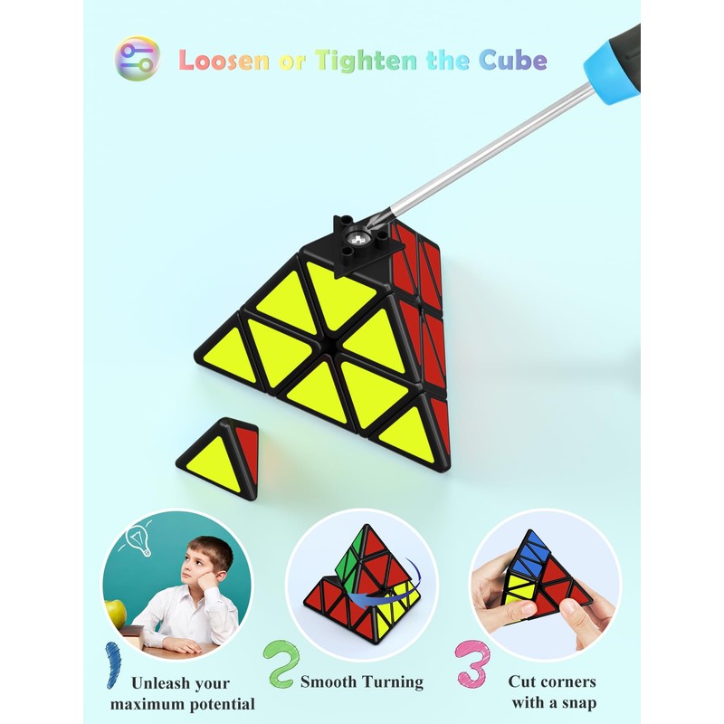 ROXENDA Magic Cube Set Dodecahedron Pyramid Ivy Skewb Speed Cube