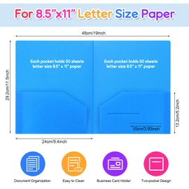 120 Packs 2 Pocket Plastic Folders Bulk Heavy Duty Plastic Folders with Pockets and Card Slot 10 Assorted Colors Letter Size File Folder for Student Back to School Office Business Home
