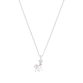 Prinzessin Lillifee 2038748 Necklace with Pendant 925 Sterling Silver Girls Children's Necklace 35 + 3 cm Pink Fawn Comes in Jewellery Gift Box, Sterling Silver