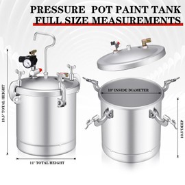 Blulu 10 L/ 2.5 Gallon Pressure Pot Paint Tank Spray Tank, Heavy Duty Solid Steel, Clamp on Lid, Regulator & Pressure Gauge Suitable for Epoxy Resin Casting Large Volume Painting and Auto Body Shop
