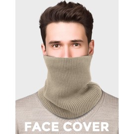 Buauty Khaki Neck Warmer Winter Neck Gaiters for Men Women Fleece Cold Weather Gear for Ski Gator Nose Mouth Face Ear Mask Warm Thermal Chunky Scarf Snowboard Snowmobile Hunting Motorcycle Outdoor