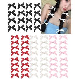 40Pcs Bow Hair Clips Bow Ribbons for Women Girls Toddlers Hair Barrettes for Teens Kids Cute Ribbon Bow Clips Non-slip Hairpins Kawaii Hair Accessories