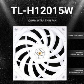 Thermalright TL-H12015W Thin Computer Case Fan-1900RPM,CPU Fan, 15mm Slimline Cooling Fan, 12cm CPU Cooler Fan,Compatible with Desktop Heatsink Cooler and Case