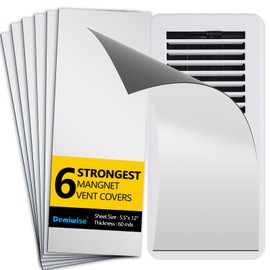 Demiwise 6 Pack 5.5 inch X 12 inch Magnetic Floor Vent Cover, 6P-5.5x12, White and Brown