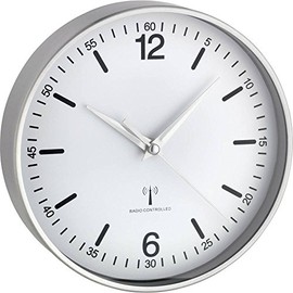 TFA Radio-Controlled Wall Clock 19.5 x 4.5 x 19.5 cm Aluminium White