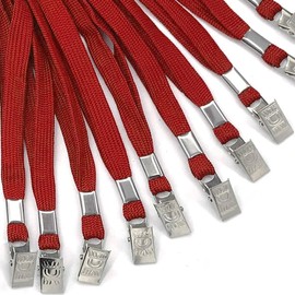 Ollain 25 Pack Flat Breakaway Safety Lanyards for ID Badges Quick Release Lanyard with Clip (Red)