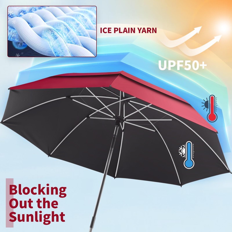 NBtoUS 2 Pack 48.6" Double Canopy Umbrella with Clamp, UPF50+