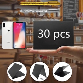 Mini Chalkboard Set, Mini Chalkboard Signs, 30 Pieces Price Tags, Mini Chalkboard Plastic Reusable with 2 Pens, Mini Blackboard Signs for Price Display, Dining Table, Wedding, Food