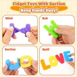 Alphabet Sensory Toys for Kids Toddler: Textured Fidget Toys with Sucion Cup - ABC Educational Toy Preschool Learning Activity - Fidget for Classroom Autistic - Stocking Stuffers