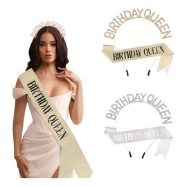 Feliz Cumpleaños Birthday Girl Tiara Y Faja Fiesta Cumpleaño Birthday Queen-dorado